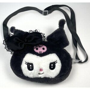 SANRIO Hello Kitty KUROMI Black 8"x6" Plush Shoulder Pillow Bag PURSE Handbag